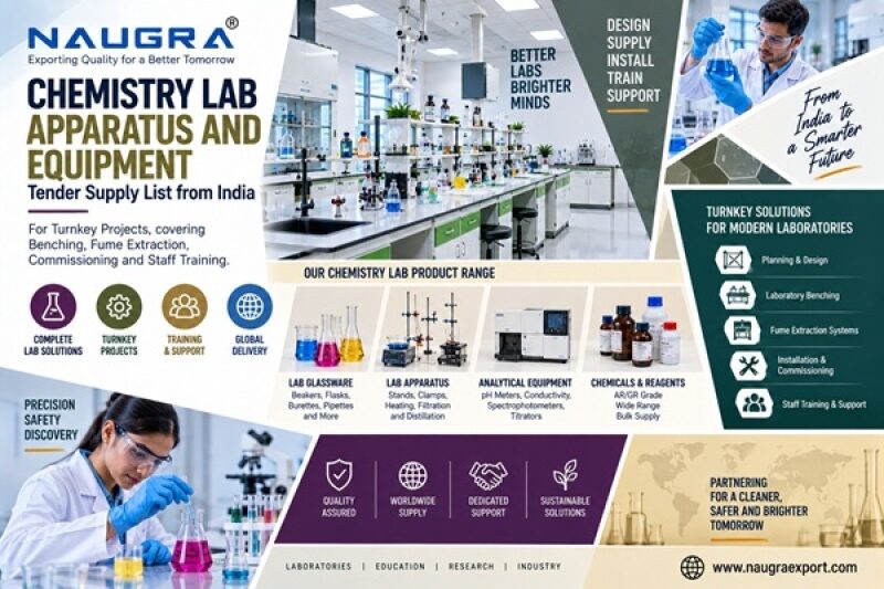 Chemistry Lab Apparatus and Equipment List for Tender Supply from India