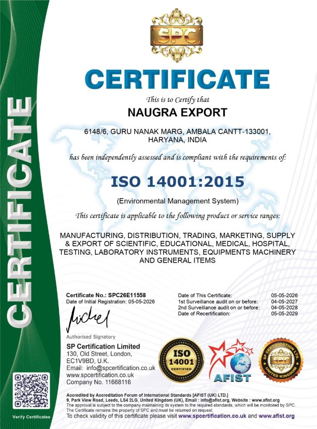 Naugra Export ISO 14001 Environmental Management System certificate