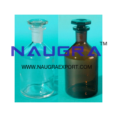 Reagent Bottles Narrow Mouth with interchangeable hexagonal hollow stopper for Science Lab