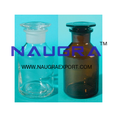 Reagent Bottles Wide Mouth with interchangeable hexagonal hollow stopper for Science Lab