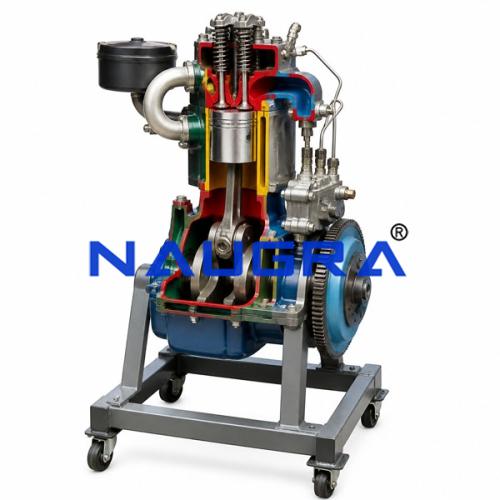 Sectional Working Model of 4 Strokes Diesel Engine - Heat Transfer Training Systems and Heat Lab Engine Trainers for engineering schools