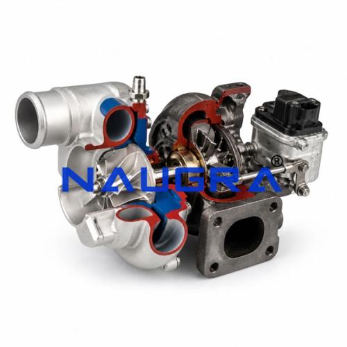 Turbocharger Cut-Away, Variable-Geometry, with Electronic Boost Control