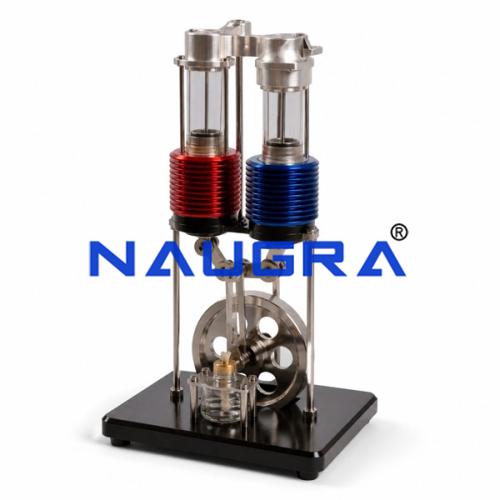 STIRLING CYCLE HOT AIR ENGINE, Vertical Cylinders