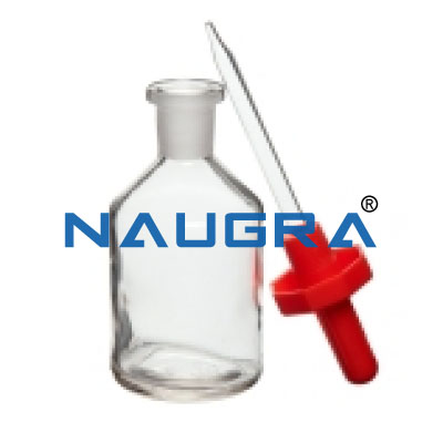 Dropping Bottle with Ground fitted dropper and rubber teat, Soda glass for Science Lab