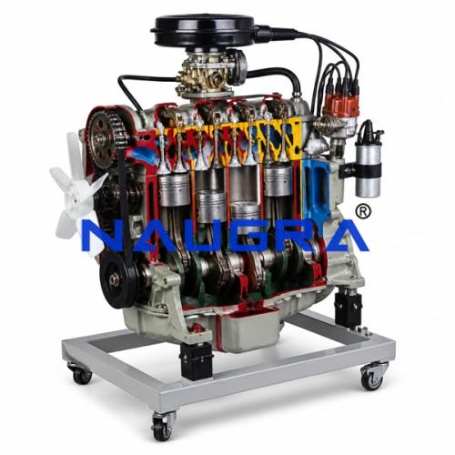 Four Cylinder Petrol Engine Cutaway Trainer with Carburettor and Simulated Ignition System